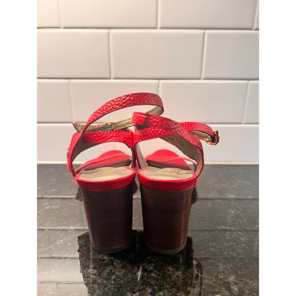 Velez Womens Croc-Embossed Leather Block Heel Strap Sandals Vacation Red Size 38 - Picture 5 of 11